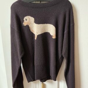 Beautiful Aqua Cashmere Dachshund Motif sweater